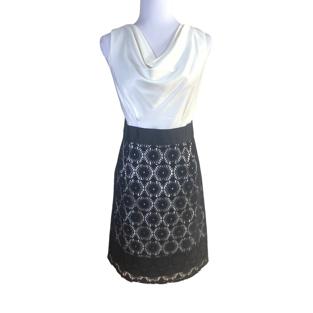 Chetta B Elegant Cream and Black Mini Dress